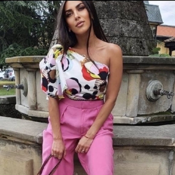 LAST ONE 🌺 NWT ZARA Asymmetrical Multicolored Top - Picture 6 of 16